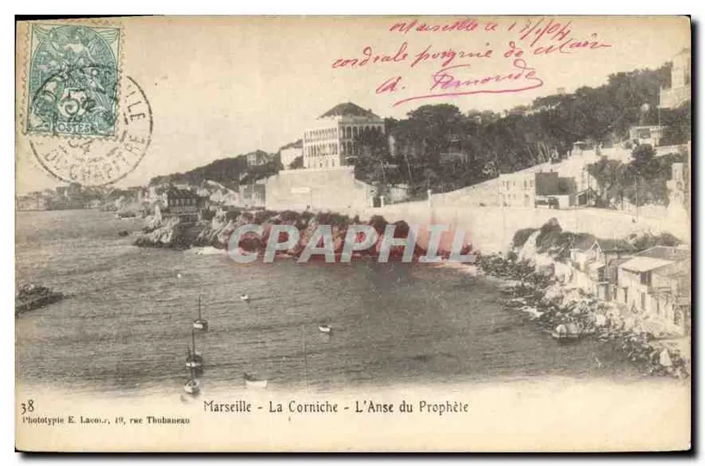 Marselha - A Corniche - A Ense do Profeta — Fototipia E. Laven, 10, rua Thubanéou, n°38 - Frente