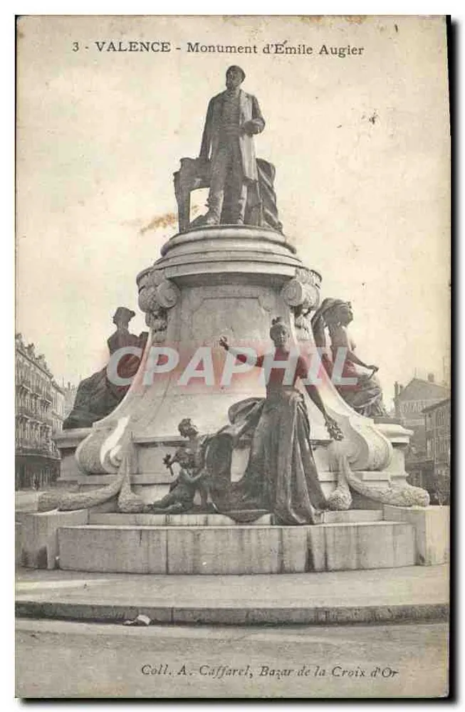 Valence - Monument de Émile Augier — Coll. A. Caffarel, Bazar de la Croix d'Or - Frente