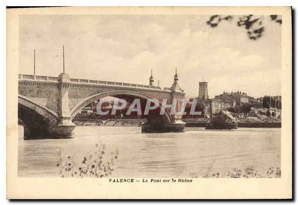 Valence — O Ponte sobre o Rio Ródano — Coleção do Grande Barge d'Or em Valence - Frente
