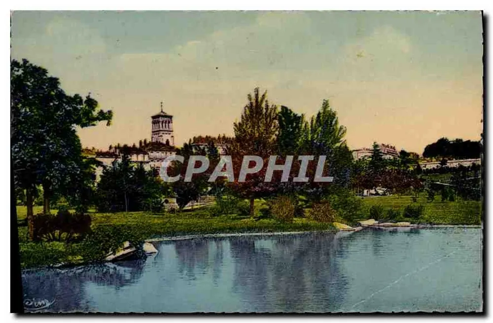Valence (Drôme) — vista do lago e da torre — Carta postal - Frente
