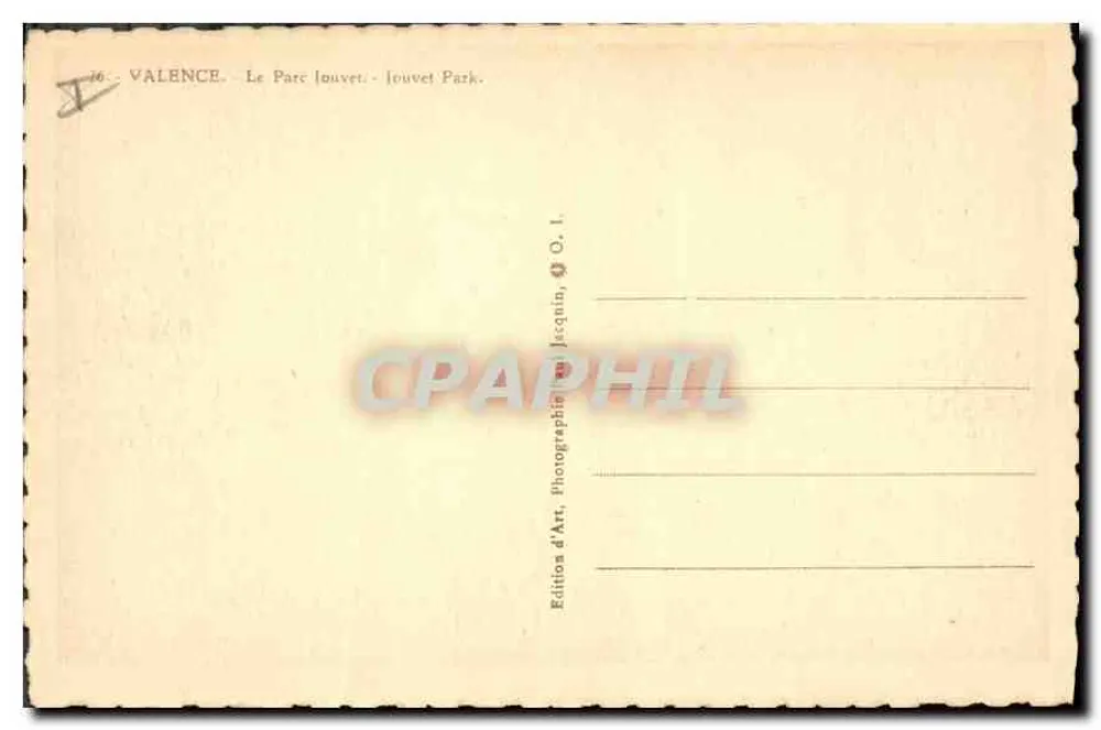 Valência - O Parque Jouvèt — Edição O. L. Jascquin - Verso