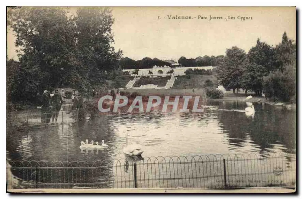 Valence - Parc Jouvet - Les Cygnes — éditeur C. P. au Ravier, n° 5 - Recto