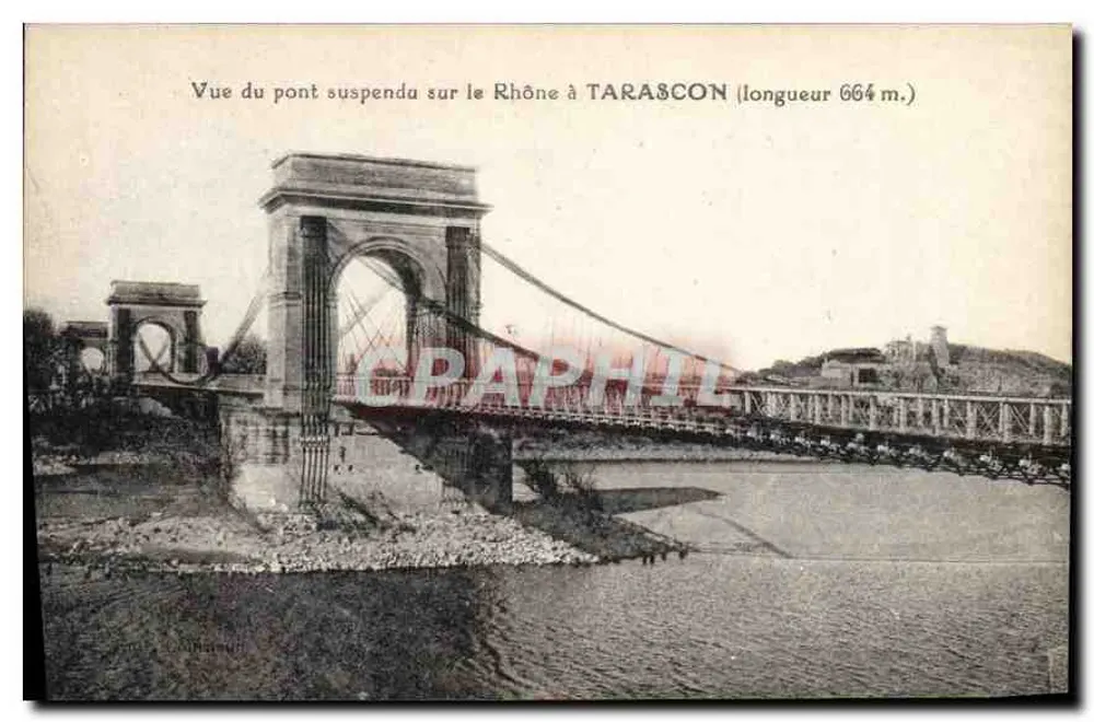 Pont suspendu sur le Rhône à Tarascon — longueur 664 m — éditeur : L. Marcellin - Recto