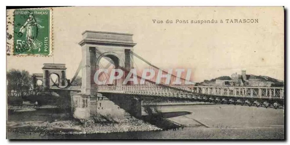 Vista del ponte sospeso a Tarascon — editore non visibile, numero di serie non visibile - Recto