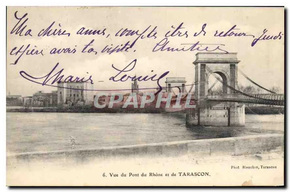 Vue du Pont du Rhône et de TARASCON — Phot Blanchin, Tarascon, n°6 - Recto