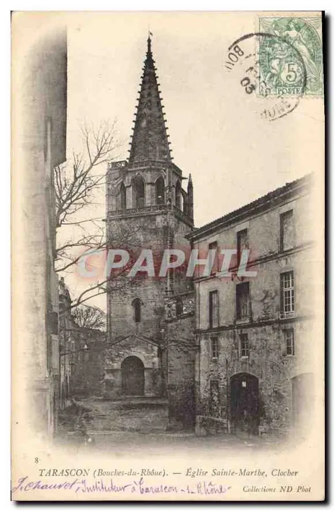 Tarascon (Bouches-du-Rhône) — Kirche Sainte-Marthe, Turm — J. Chauvet, Fot. - Vorderseite
