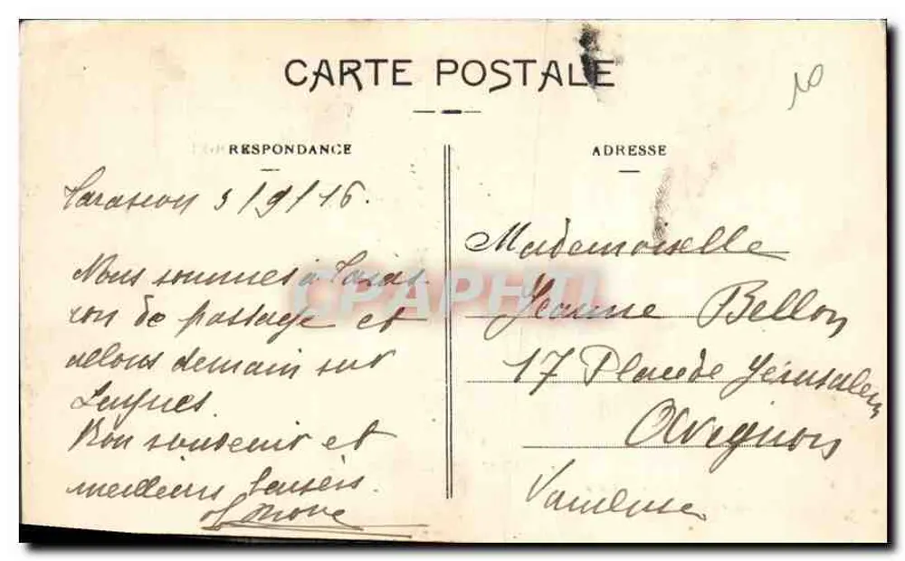 Tarascon — Vista geral — Remoeador « Lorraine » da Companhia Lyonnaise de Navegação — Edição Pierron, Beaucaire - Verso
