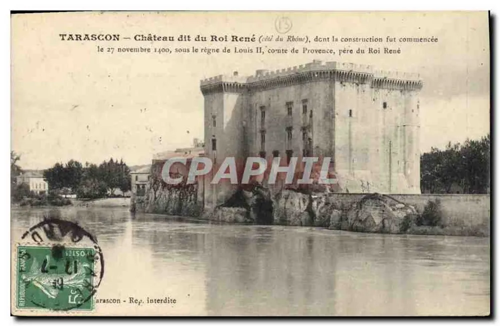 Tarascon — Castle known as the King René's Castle (Rhône City) — construction began on 27 November 1400 under the reign of Louis II, Count of Provence, father of King René - Front