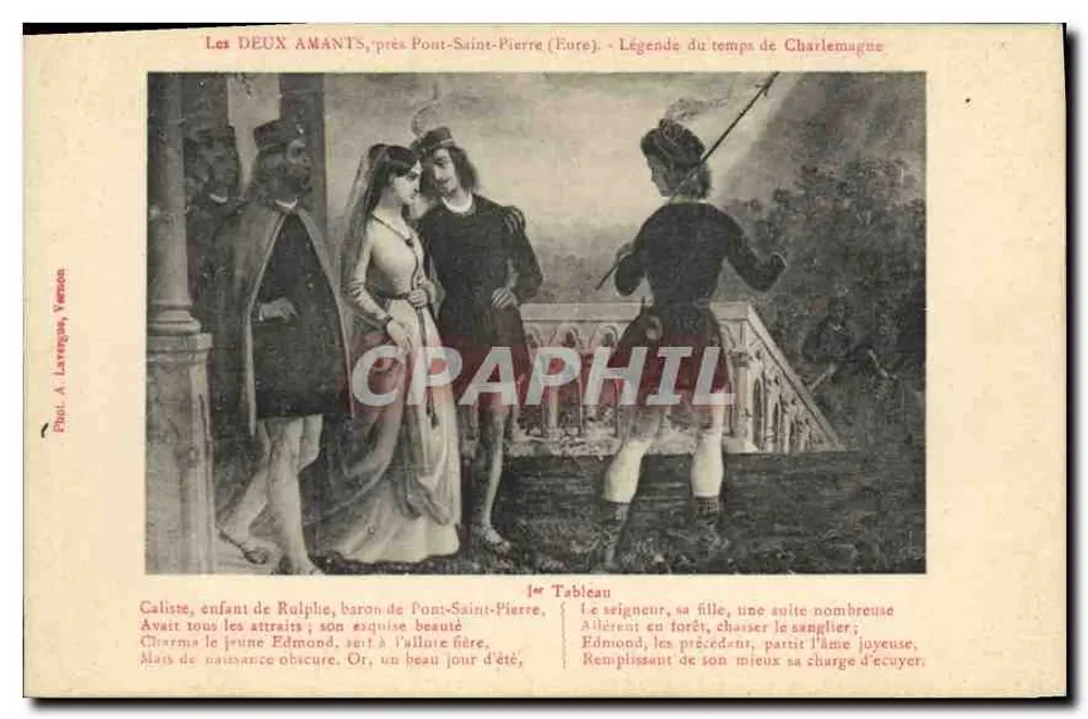 Die ZWEI LIEBENDEN, nahe Pont-Saint-Pierre (Eure) — Legende aus der Zeit Karls des Großen — Foto. A. Lavergne, Vernon - Vorderseite