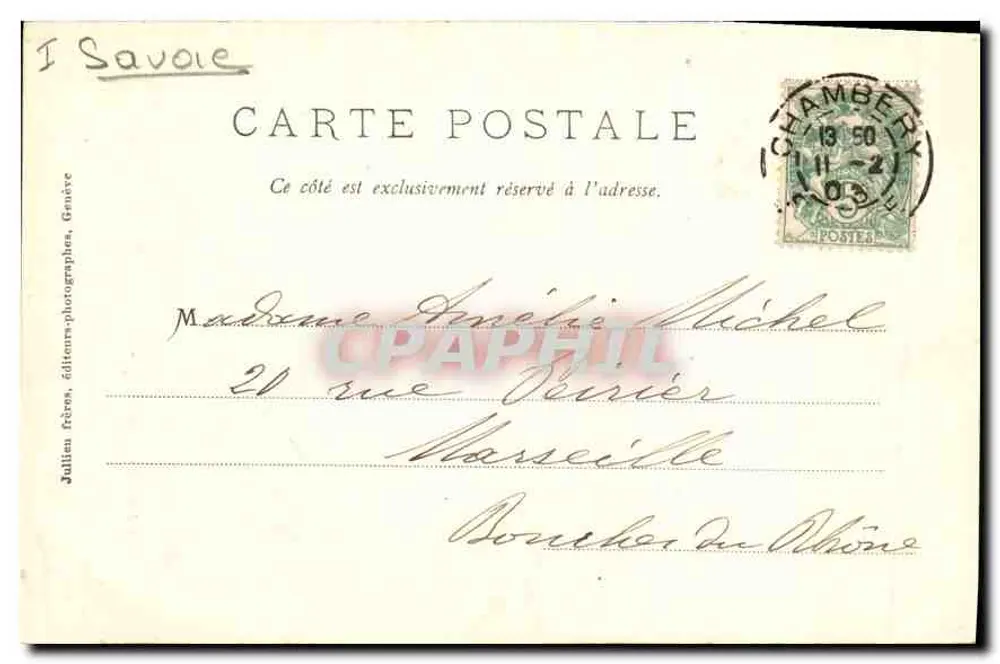 Chambéry - Portail de St-Dominique — J.J. 2186 — Librairie A. Pessin - Verso