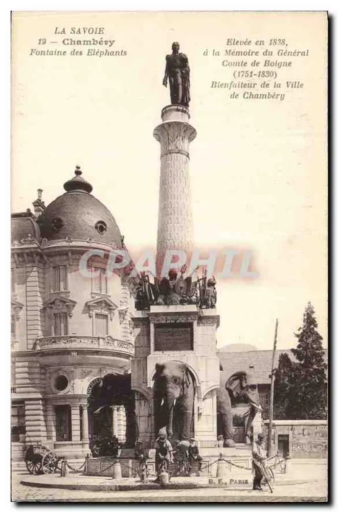 Chambéry — Fontaine des Éléphants — B. E., Paris - Recto
