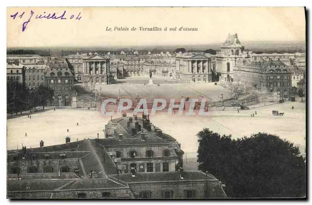 O Palácio de Versalhes visto de cima — vista aérea — A. Bourdier, imp. edit., Versalhes - Frente