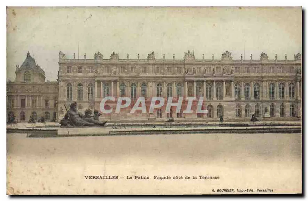 Versailles — O Palácio. Fachada do lado da Terrasse — A. BOURDIER, Imp.-Edit. Versailles - Frente