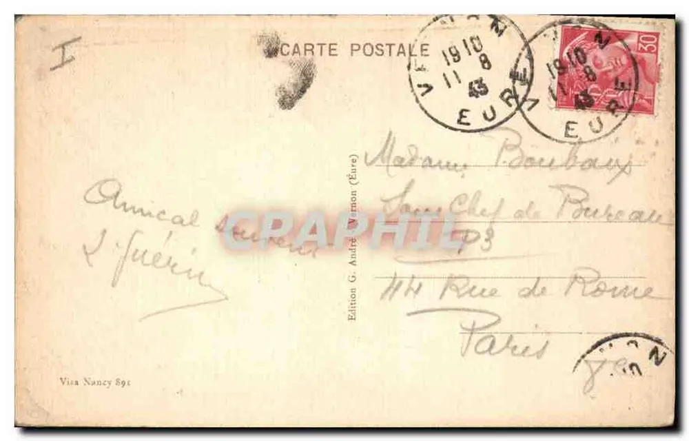 Vernon (Eure) — Vieux Pont et Tourelles — Édition G. André Vernon - Verso