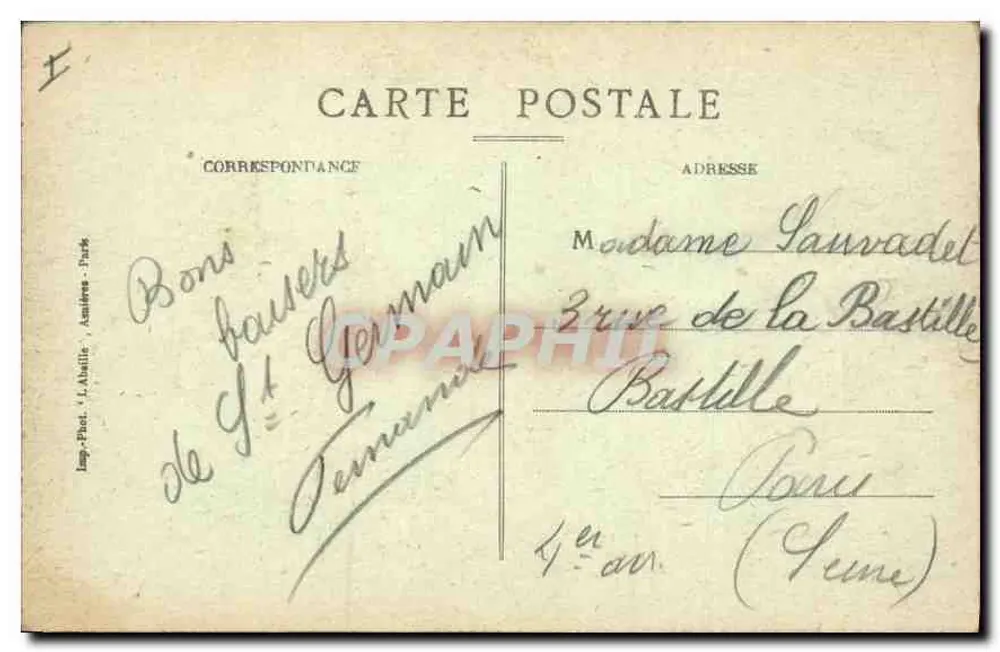 Wald von SAINT-GERMAIN — La Mare aux Canes — Künstlerstadt — Imp. Phot. L. Ahaltile, Assières - Rückseite