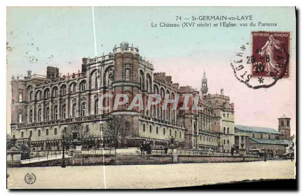 St-GERMAIN-en-LAYE — Das Schloss (16. Jahrhundert) und die Kirche, vom Parterre aus gesehen — Verlag nicht sichtbar - Vorderseite
