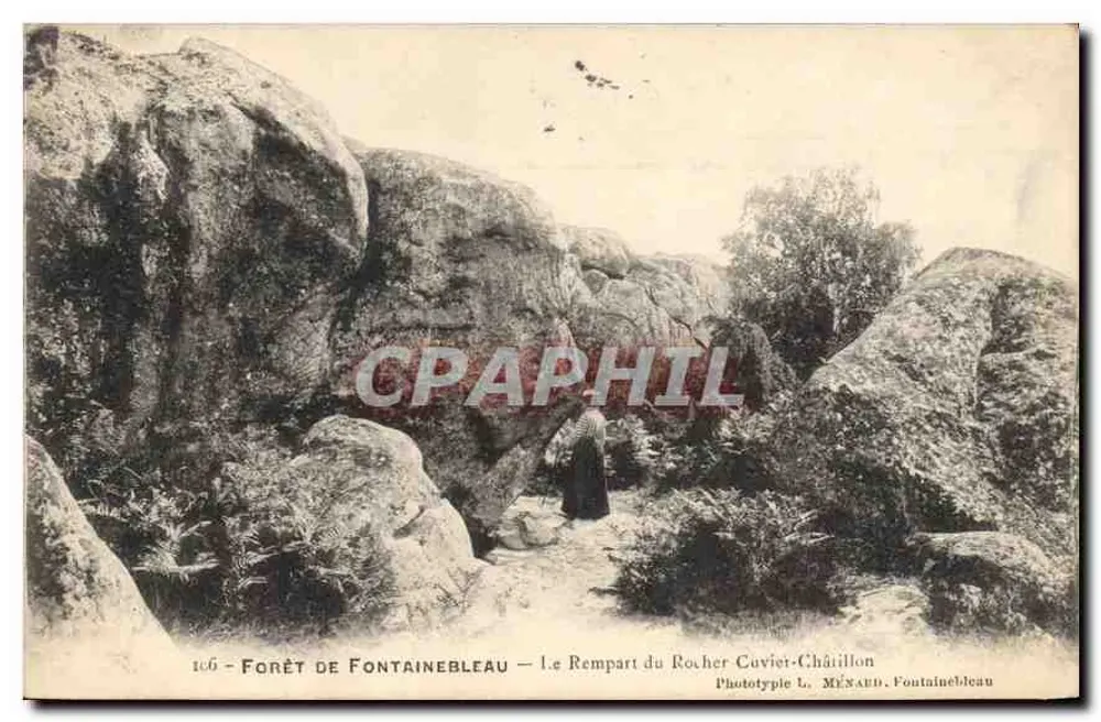 Forêt de Fontainebleau — Le Rempart du Rocher Cuvier-Châillion — Phototypie L. MÉNARD, Fontainebleau - Recto