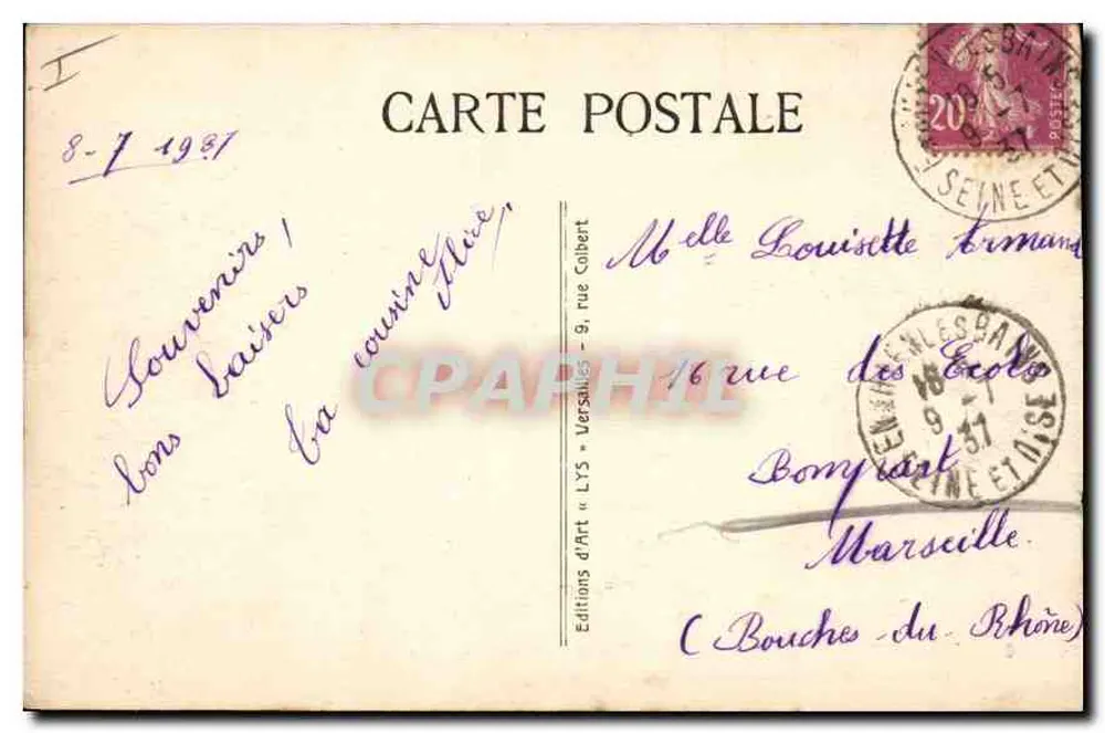 Versailles — Les Grandes Eaux au Bassin de Neptune — Editions d'Art « LYS » - Verso