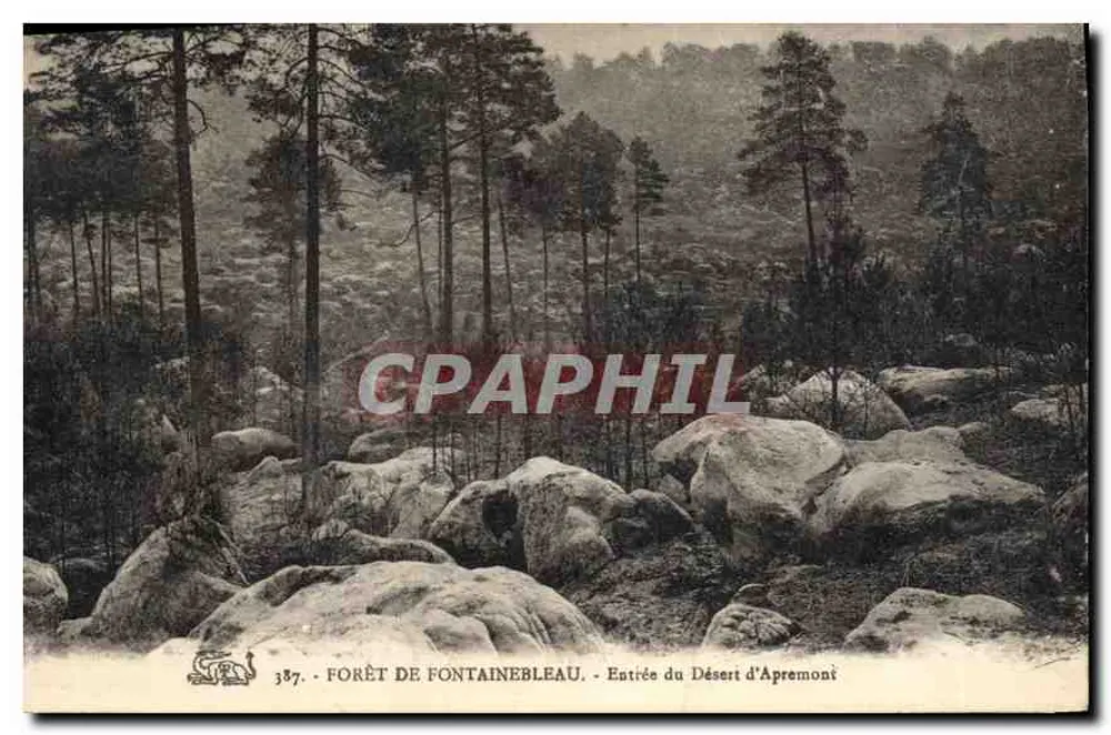Forêt de Fontainebleau — Entrée du Désert d'Apreamont — n° 387 - Recto
