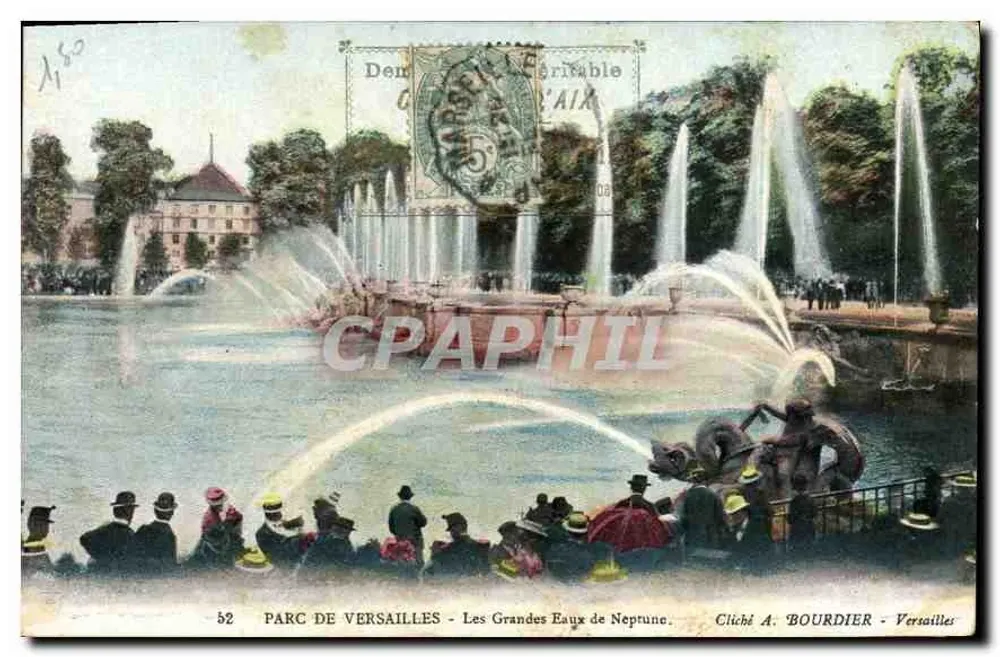 PARC DE VERSAILLES — Las Grandes Eaux de Neptune — Cliché A. BOURDIER — Versalles - Anverso