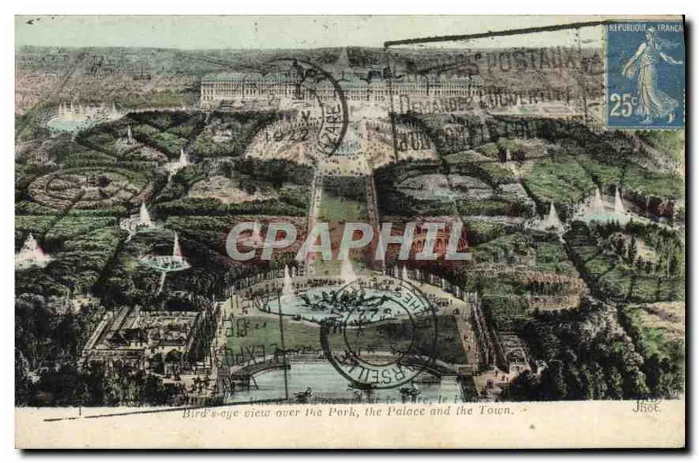 Vista aérea do parque, do palácio e da cidade — Departamento do Doubs, editor J. Sot. - Frente