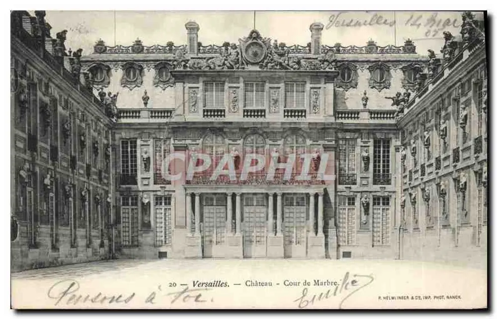 Versailles — Castelo — Pátio de Mármore — P. HÉLMIINGER & CIE, IMP. NANCY - Frente