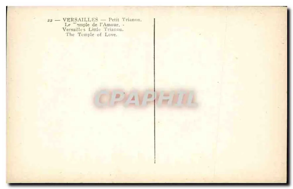 Versailles — Petit Trianon — O Templo do Amor - Verso