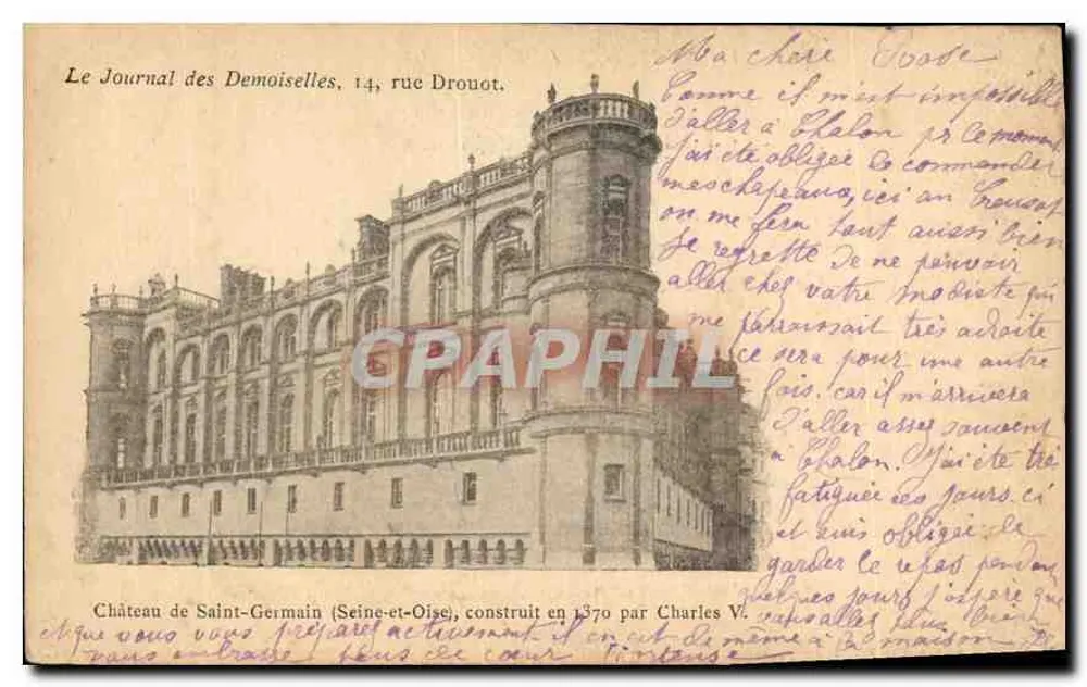 Schloss Saint-Germain (Seine-et-Oise) — errichtet 1370 von Karl V. — Verlag Le Journal des Demoiselles, 14 rue Drouot - Vorderseite