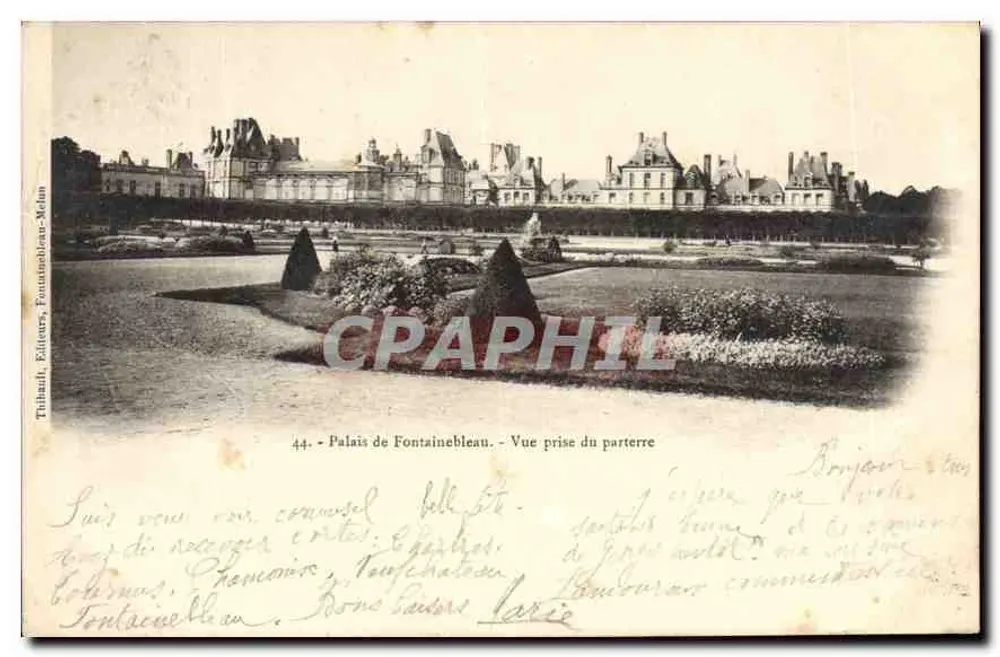 Palast von Fontainebleau — Ansicht vom Erdgeschoss — Tihault, Verleger, Fontainebleau-Mélan, Nr. 44 - Vorderseite