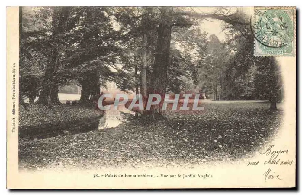 Schloss Fontainebleau — Ansicht des englischen Gartens — Thibault, Verleger, Fontainebleau-Melun - Vorderseite