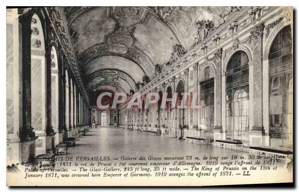 Palácio de Versalhes — Galeria dos Espelhos — coroação do rei da Prússia em 1871 - Frente