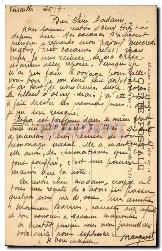 Versailles — O Hameau — A Moinha — C. Armand, Avenue de la Gare, Noyon - Verso