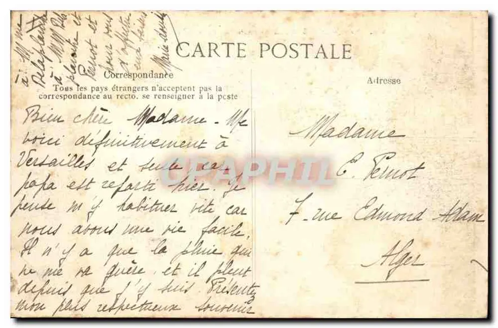 Parque de VERSAILLES — Grandes Eaux — O Carro Ensinado — Editor: DRUV (n° 217) - Verso
