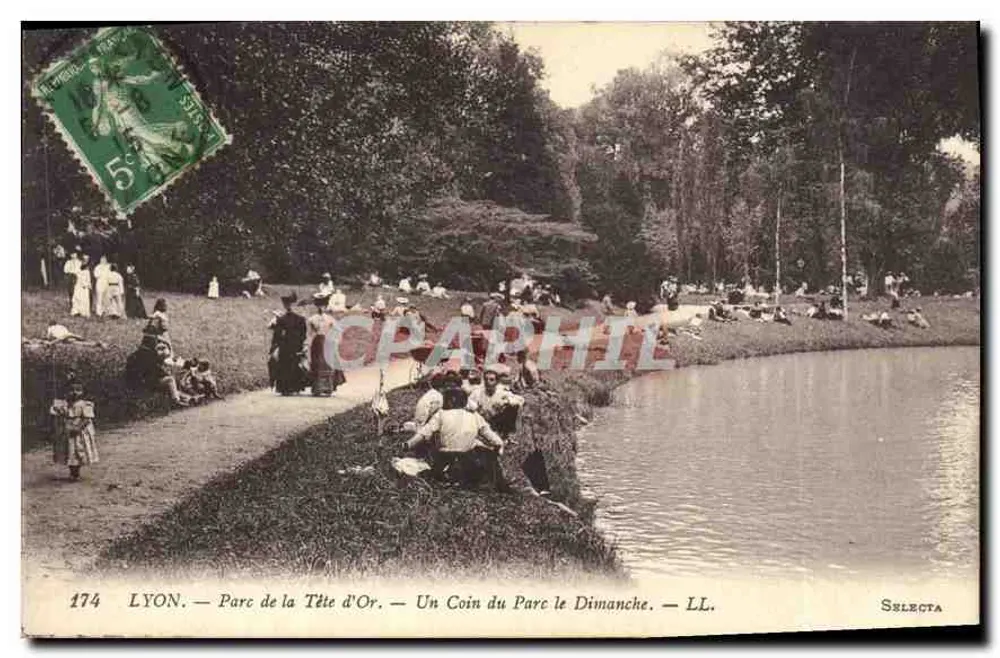 LYON — Park der Goldenen Kopf — Ein Eck des Parks am Sonntag — Selecta 174 - Vorderseite