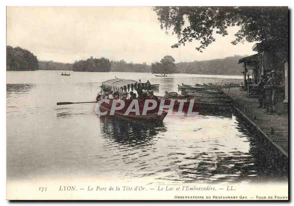 LYON. — Le Parc de la Tête d'Or. — Le Lac et l'Embarcadère. — LL. — Observatoire du Restaurant Gay. — Tour de Fourvy - Vorderseite