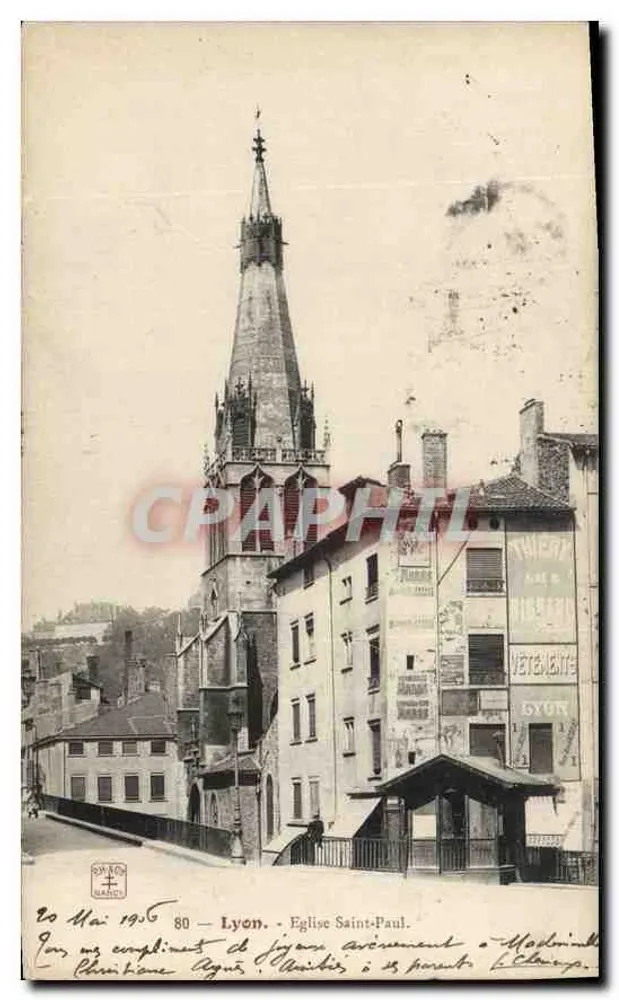 Lyon — Igreja de São Paulo — Editor G. LALANNE, n°80 - Frente