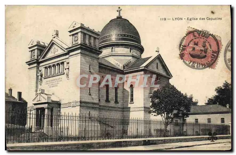 Lyon - Igreja dos Capuchinhos — Bilhete postal antigo n°119, editor não visível - Frente