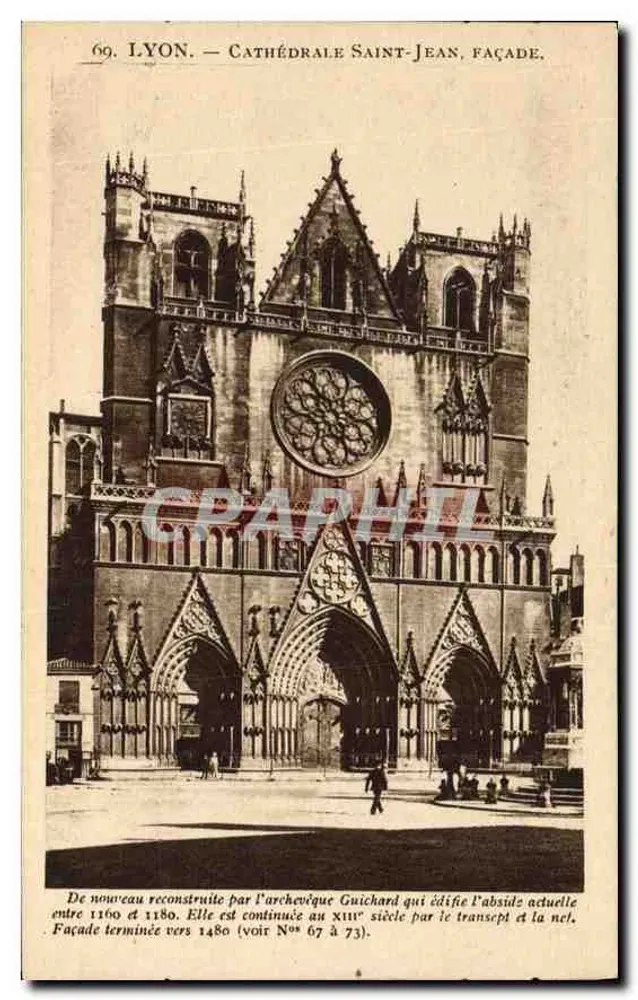 Lyon — Catedral de São João, fachada — X. Gowkauny, editor, 36, r. Victor-Hugo, Lyon - Frente