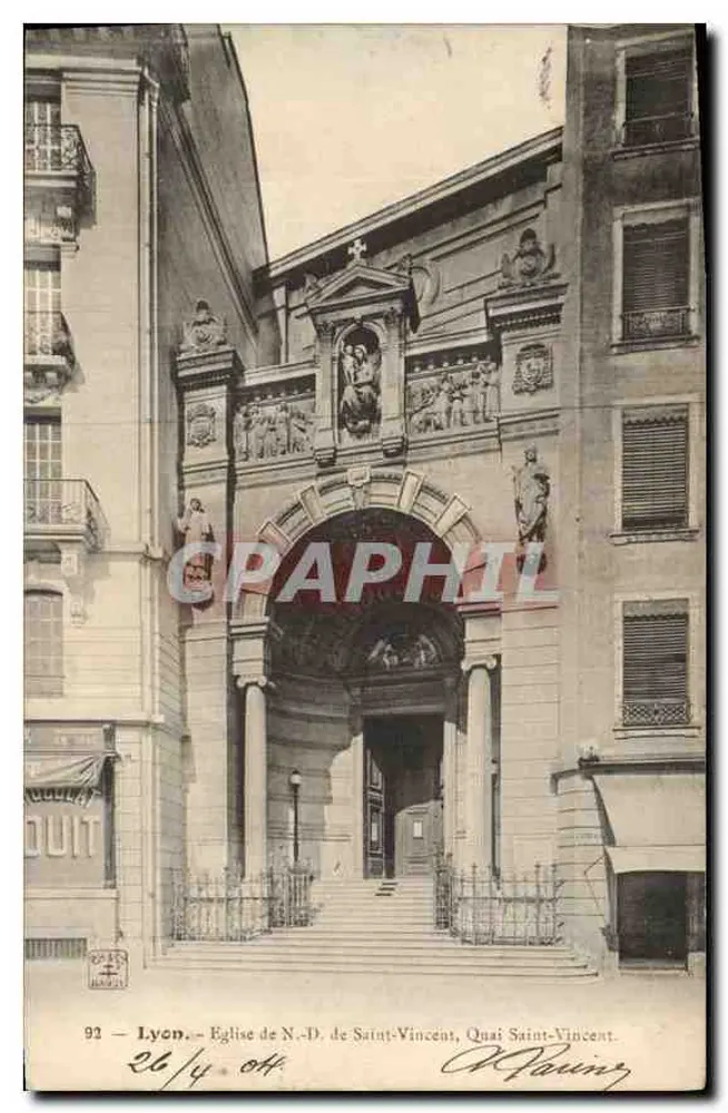 Lyon — Kirche der Jungfrau von Saint-Vincent, Quai Saint-Vincent — Verlag C. Duit, Nr. 92 - Vorderseite
