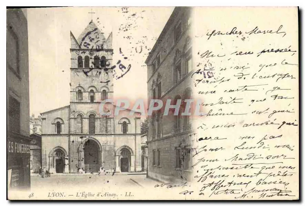 LYON — A Igreja de Ainay — LL. — Editor: Les Funebres - Frente
