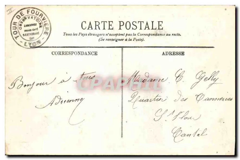 LYON — Nossa Senhora de Fourvière (A Fachada) — Bilhete postal moderno n°23 - Verso