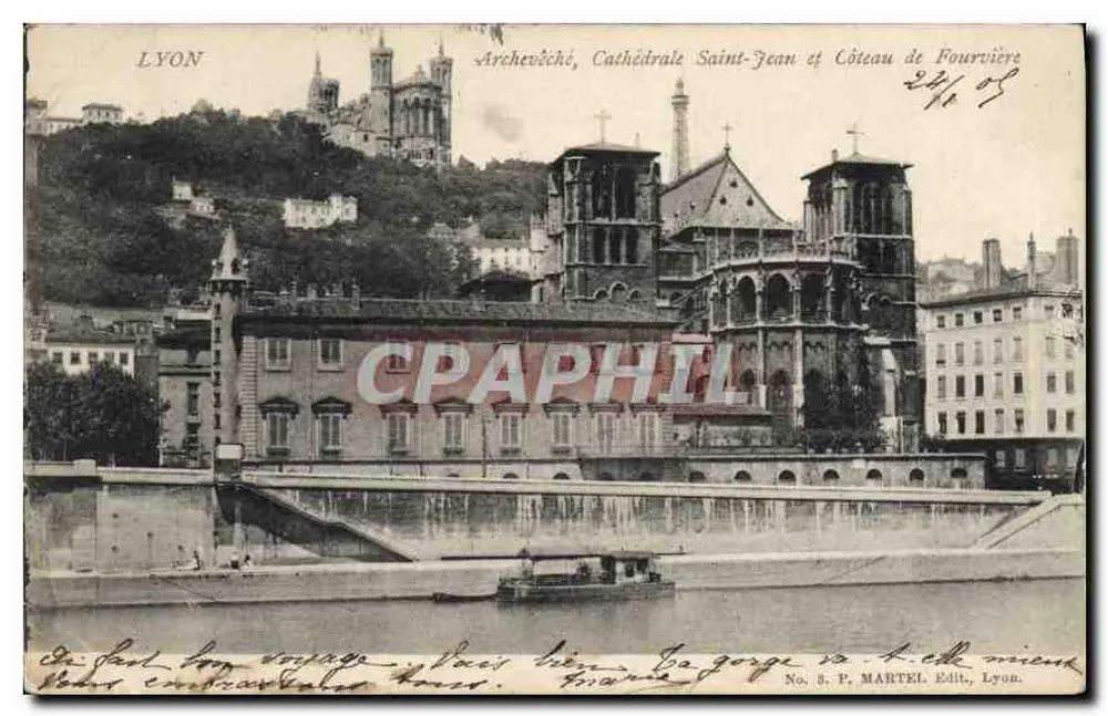 LYON — Bischofssitz, Kathedrale Saint-Jean und Fourvière-Hügel — S. P. MARTEL Edit, Lyon, Nr. 16 - Vorderseite