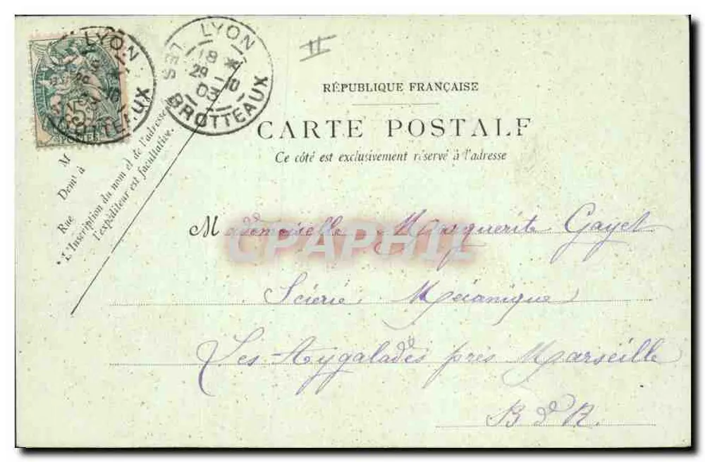 LYON — Der See des Parks der Tête d'Or — LL. — Marie Louise - Rückseite