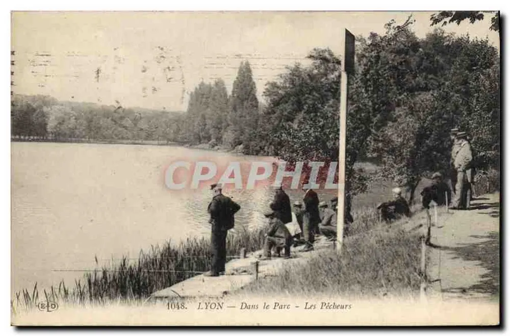 LYON — Dans le Parc — Les Pêcheurs — Éditeur E.D. n° 1048 - Recto
