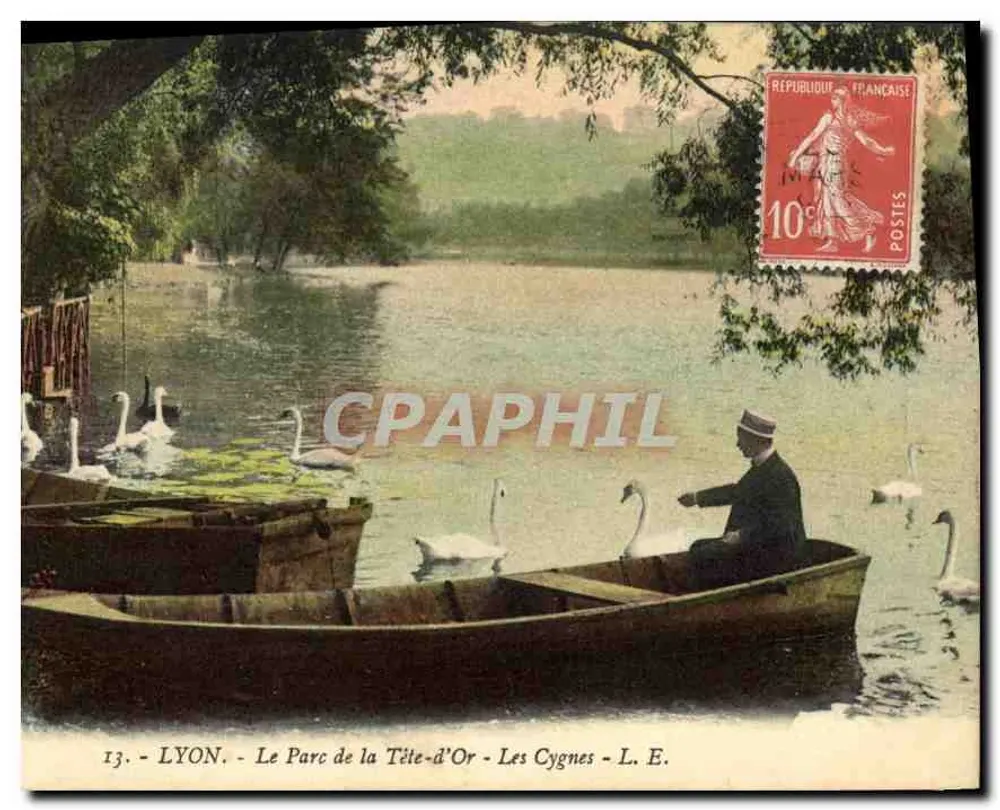 LYON - Der Park der Goldenen Krone - Die Schwäne - L. E. - Vorderseite