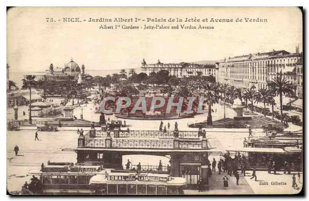 Nice - Gärten Albert I - Palast der Jetée und Avenue de Verdun — Edit. Gilletta, n°75 - Vorderseite
