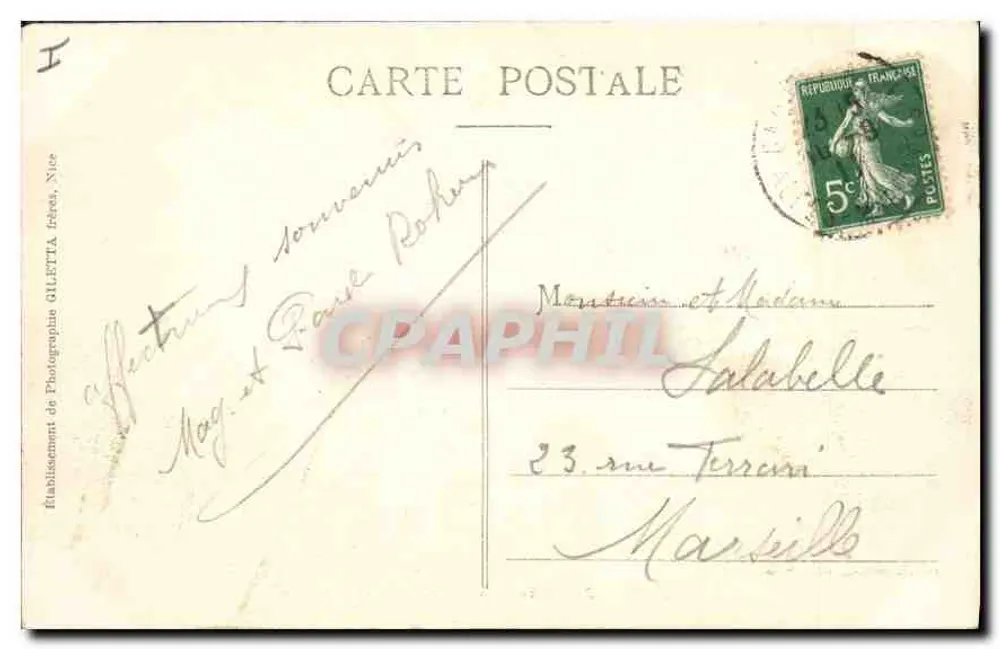Nice — Jardins des Palmiers und Casino — Edition Giletta, Fotografie Nica, Nr. 11 - Rückseite