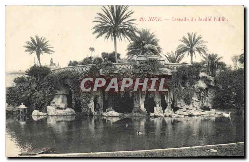 Nice — Cascata do Jardim Público — Bilhete postal antigo n°20 - Frente