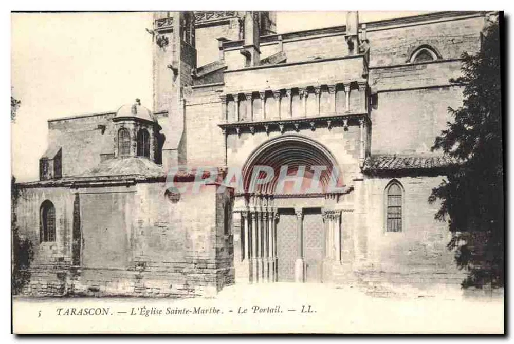 Tarascon — Die Kirche Sainte-Marthe — Der Portal — LL - Vorderseite