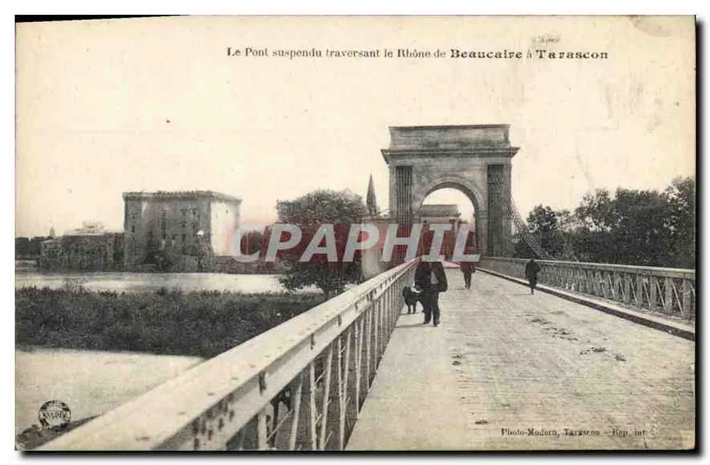 Die Hängebrücke über den Rhône von Beaucaire nach Tarascon — Photo-Moderne, Tarascon - Rep. int. - Vorderseite